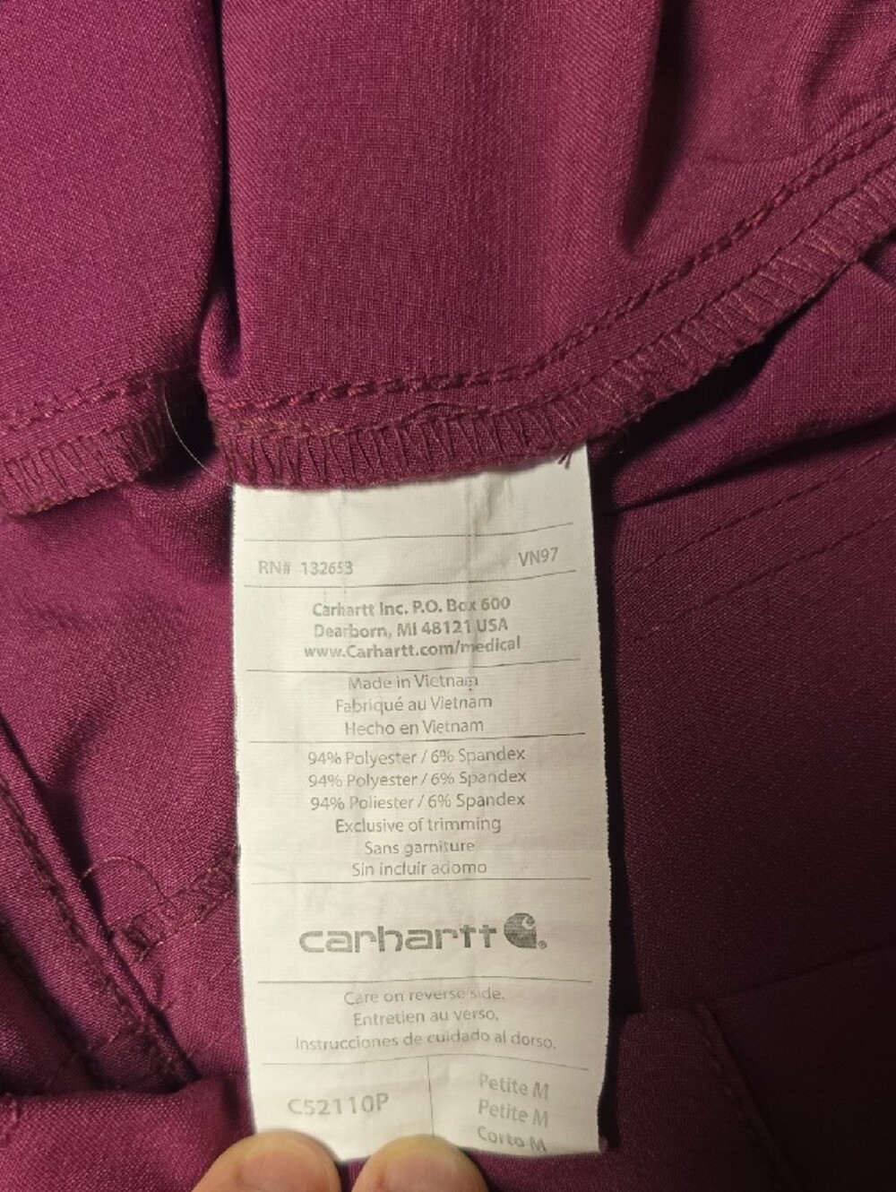 3 Pairs Of Carhartt Women's Cargo Scrub Pants - Medium Petite - Burgundy/Maroon - Picture 7 of 9